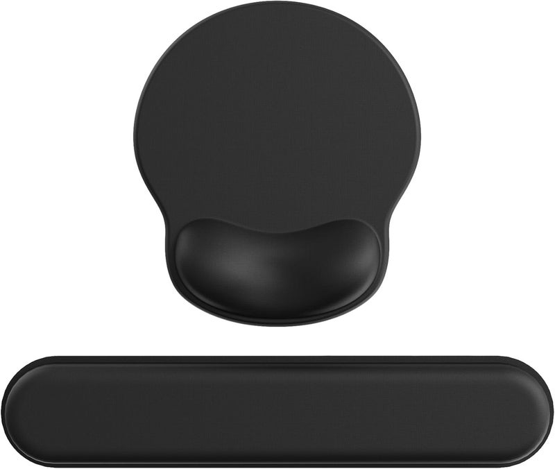 Laborio Ergonomic Mouse Pad Wrist Support Set, Memory Foam Keyboard Wrist Rest Set, Ergonomic Keyboard Pad, Non-Slip Base Mousepad（Black Set） - Image 1